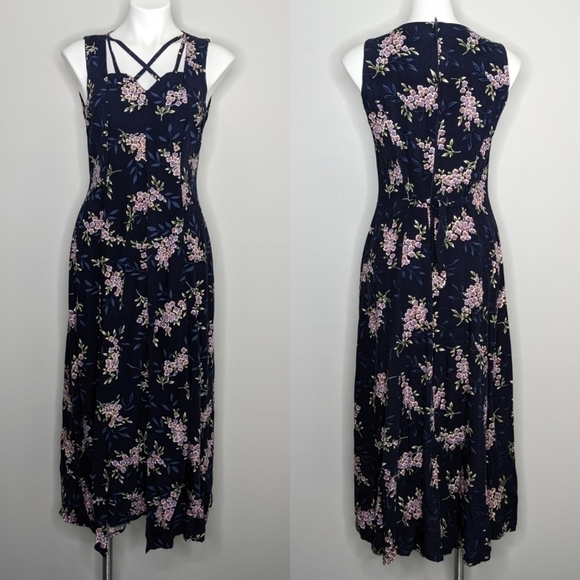 Vintage Dresses & Skirts - Vintage Brett Alixander blue purple floral dress 8